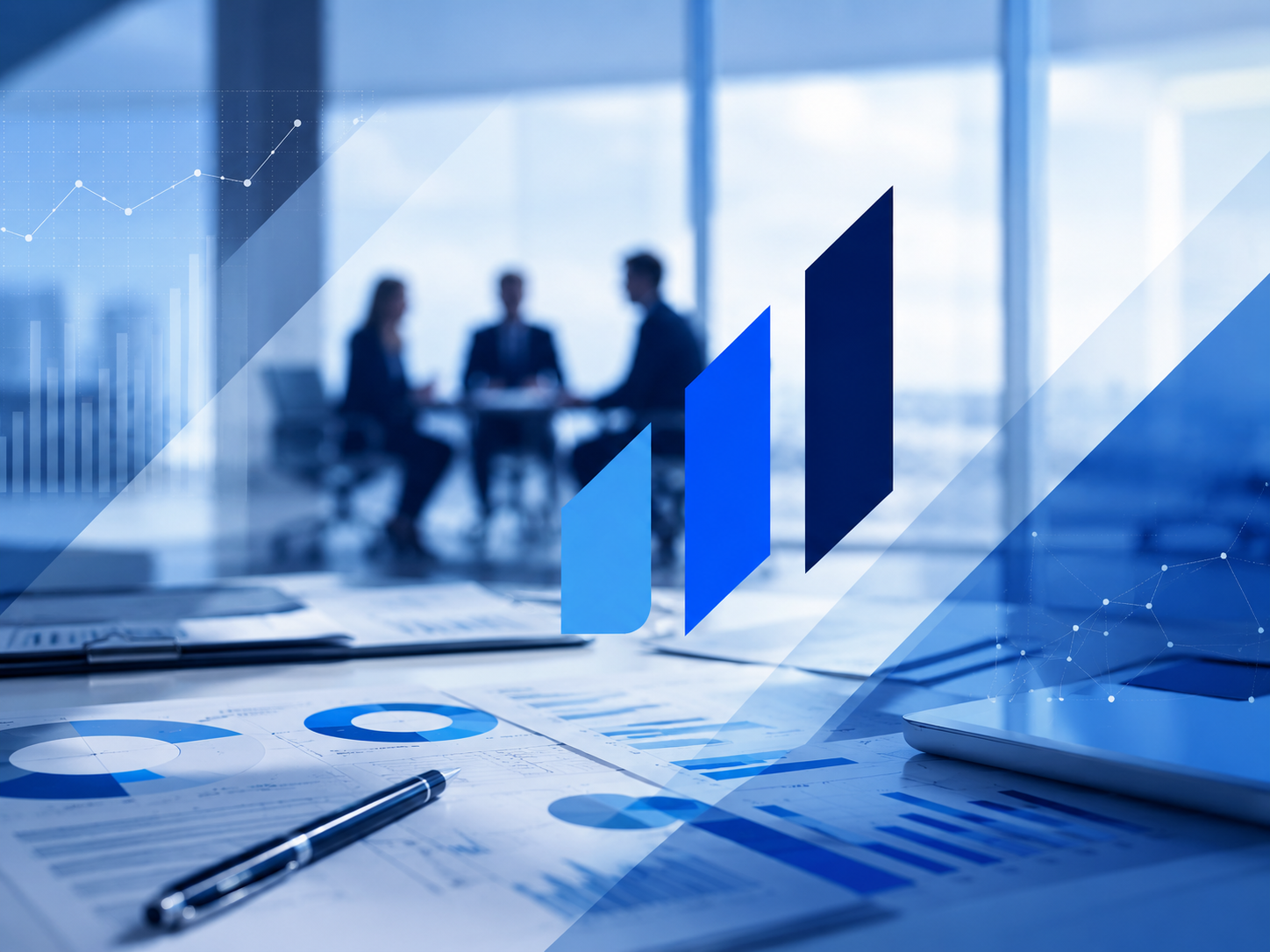 Ambiente consulenziale con indicatori e grafici digitali